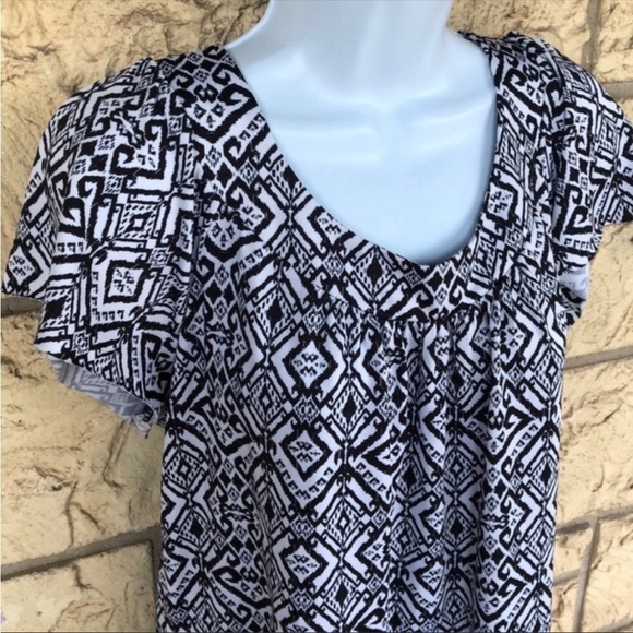 AB studio Black & White Tunic Top career casual Business Size Large - Picture 5 of 12